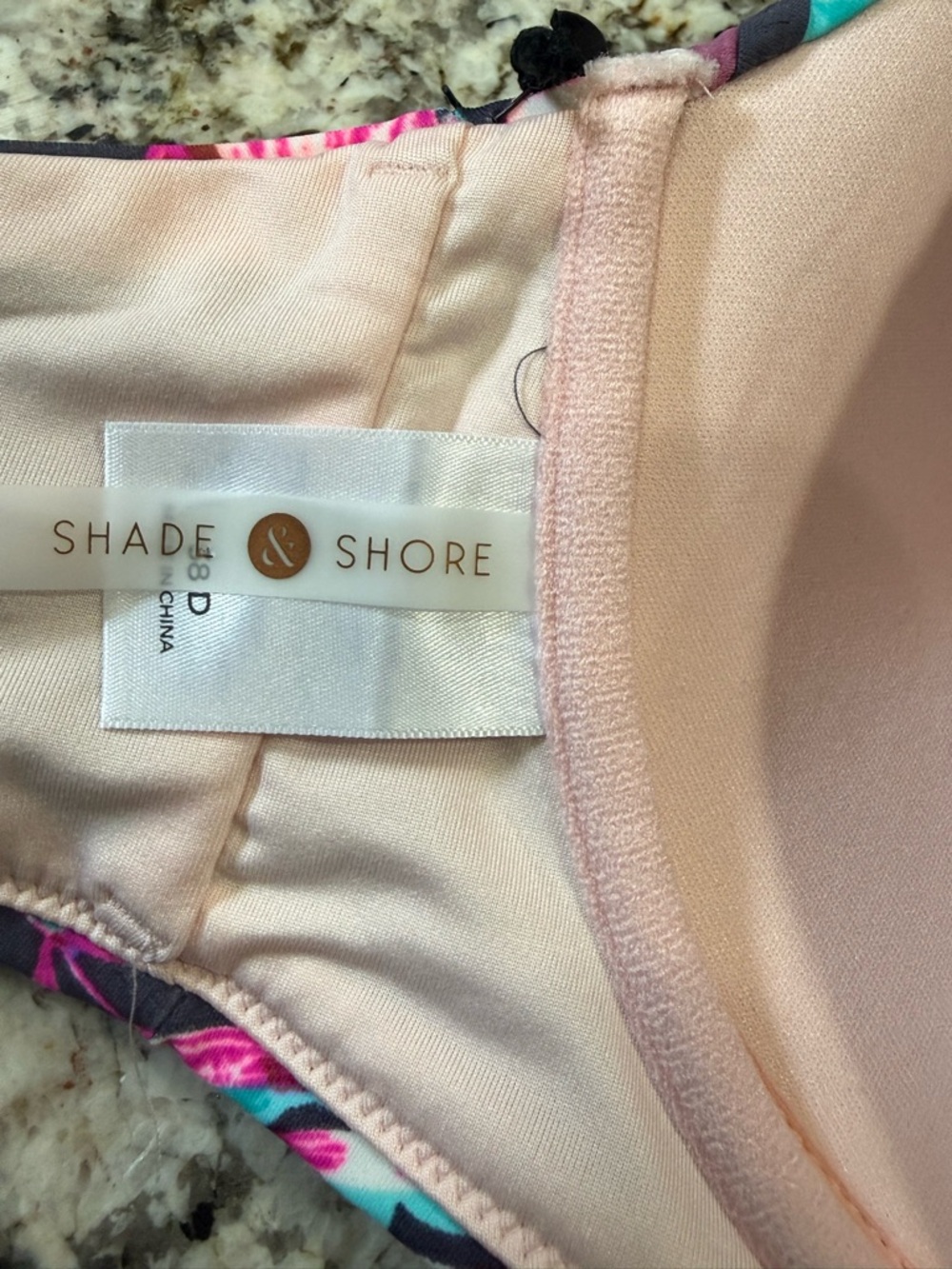 Shade & Shore 38D Halter Bikini Top NWT Floral Chevron Purple Teal Lightly Lined - Picture 6 of 9